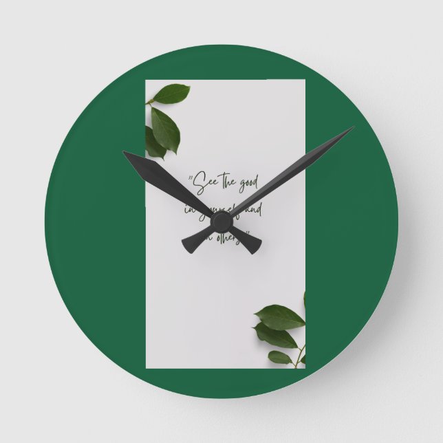 Reloj de pared verde botánico moderno (Anverso)