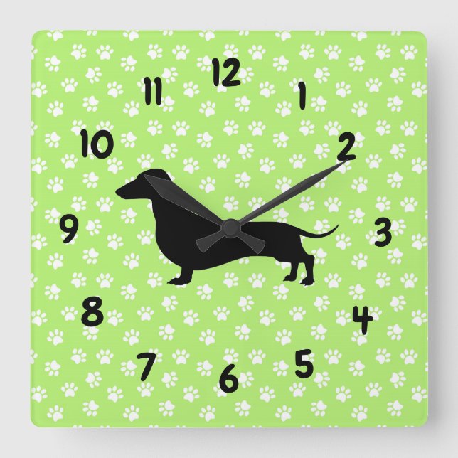 Reloj de pared verde de Dachshund (Anverso)