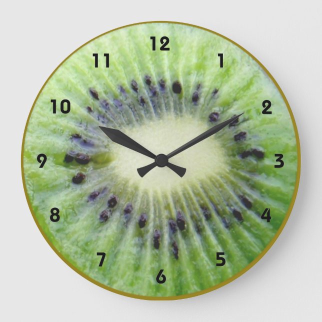 Reloj de pared verde de Kiwi con números (Anverso)