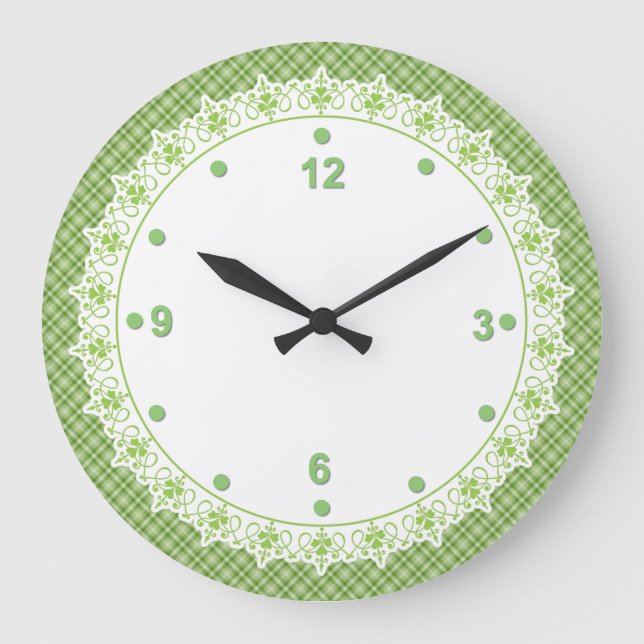 Reloj de pared verde de la cocina de la primavera (Anverso)