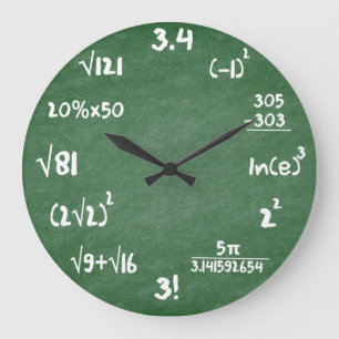 Reloj de pared verde de las matemáticas de la