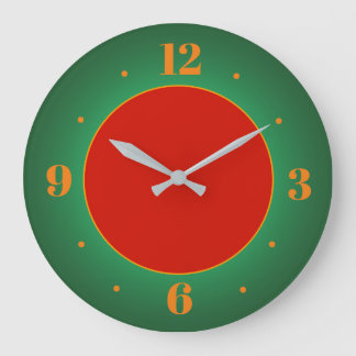 Reloj de pared verde de oro rojo simplificado
