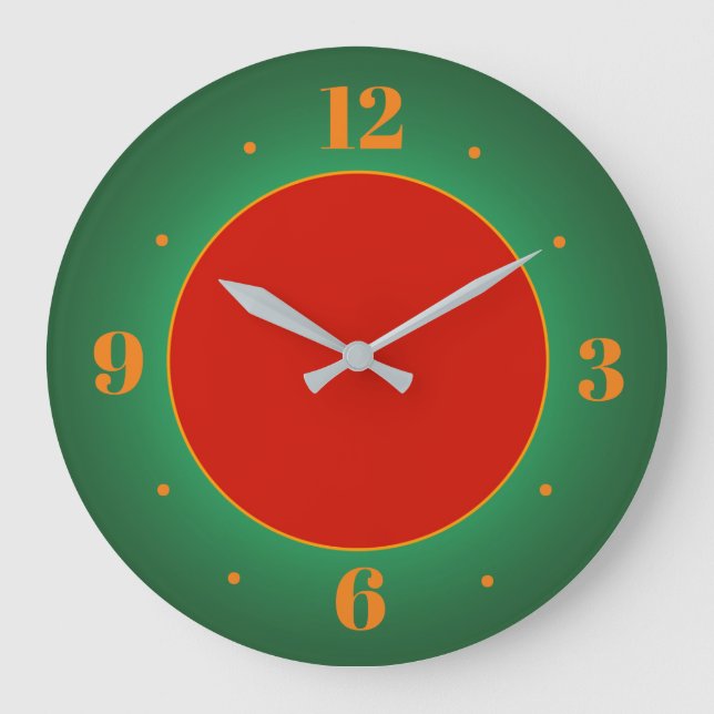 Reloj de pared verde de oro rojo simplificado (Anverso)