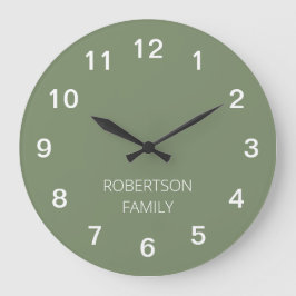 Reloj de pared verde de salvia Minimalista persona