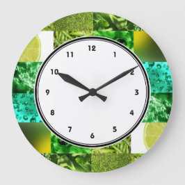 Reloj de pared verde del collage de la fotografía