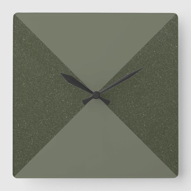 Reloj de pared verde musgo diagonal dividido (Anverso)
