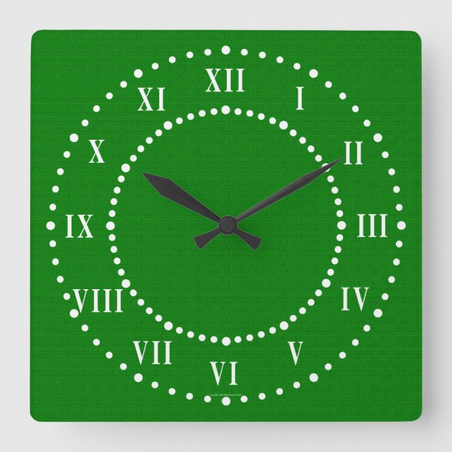 Reloj de pared verde oscuro de los números romanos (Anverso)