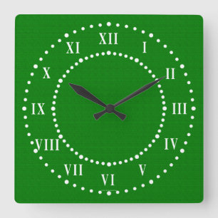 Reloj de pared verde oscuro de los números romanos