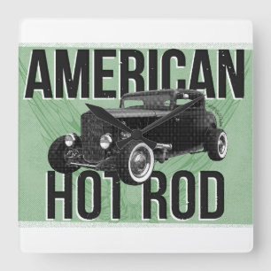 Reloj de pared versión verde American Hot Rod