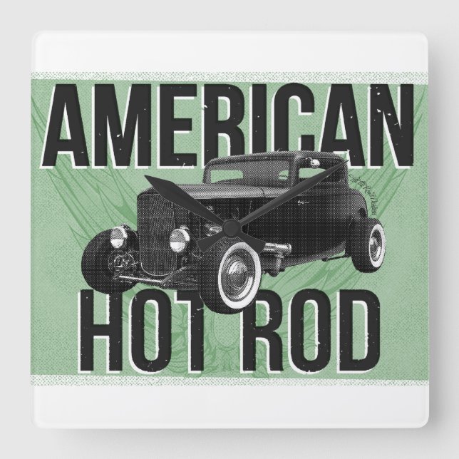 Reloj de pared versión verde American Hot Rod (Anverso)