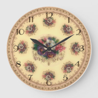 Reloj de pared victoriano "Pansies dorados"