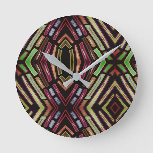 Reloj de pared vidrio emplomado con joyas colorida (Anverso)