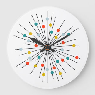 Reloj de pared vintage atómico de puntos retro