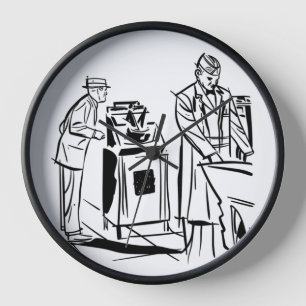 Reloj de pared vintage 'Cliente y tecnología'