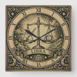 Reloj de pared vintage Libra Zodiaco