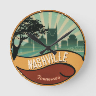 Reloj de pared vintage retro de Nashville City Sky