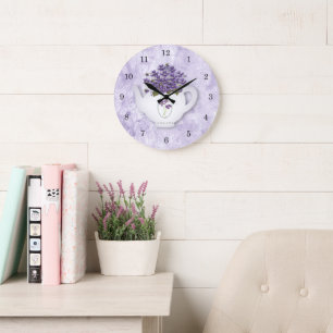 Reloj de pared violeta de la tetera