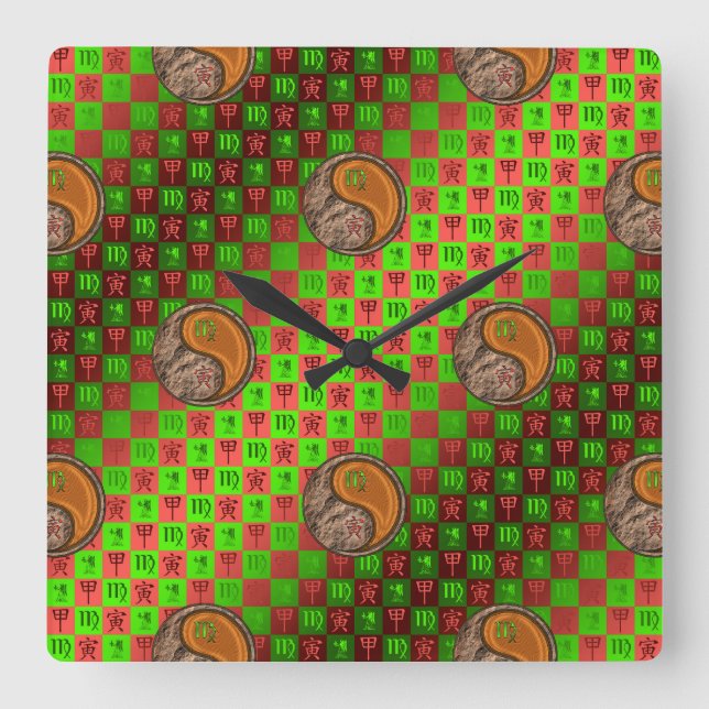 Reloj de pared Virgo & Tigre de Madera (Anverso)