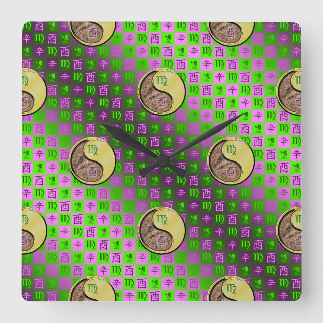 Reloj de pared Virgo y Gallo de Metal (Anverso)