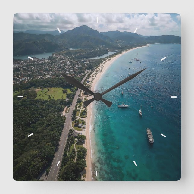Reloj de pared vista aérea de playa tropical Océan (Anverso)
