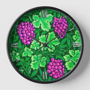 Reloj De Pared William Morris Grapevine, Magenta y Verde