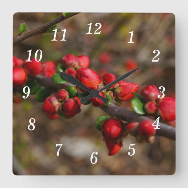 Reloj de pared Woody Red Blooms (Anverso)