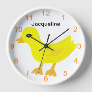 Reloj De Pared Yellow Ducky Name