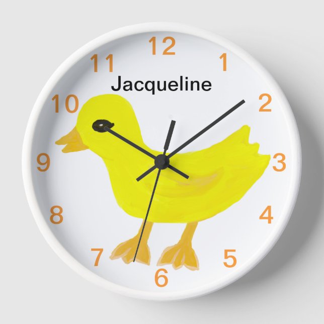 Reloj De Pared Yellow Ducky Name (Anverso)