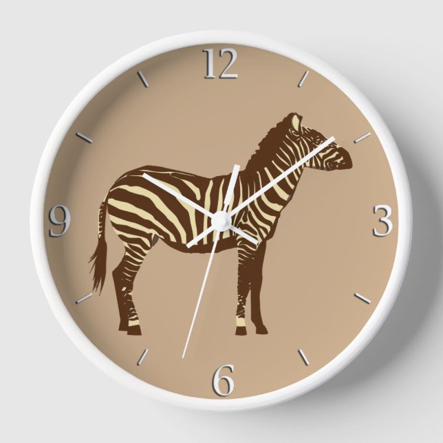 Reloj De Pared Zebra - Marrón chocolate y Tan camello (Anverso)