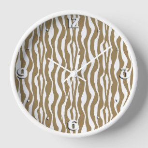 Reloj De Pared Zebra stripes - Taupe Tan and White