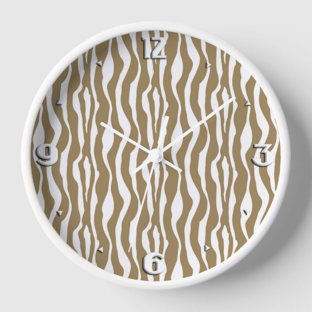 Reloj De Pared Zebra stripes - Taupe Tan and White (Anverso)