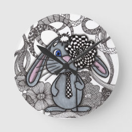 Reloj de pared Zen Doodle de conejo Bunny dibujado