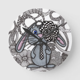 Reloj de pared Zen Doodle de conejo Bunny dibujado