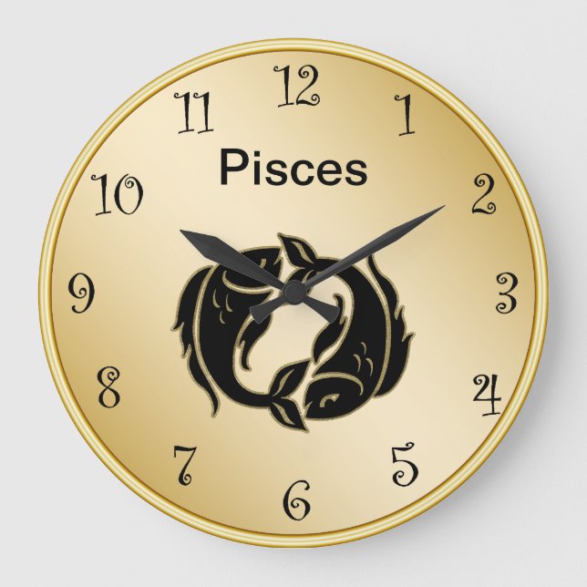 Reloj de pared zodiaco de Pisces (Anverso)