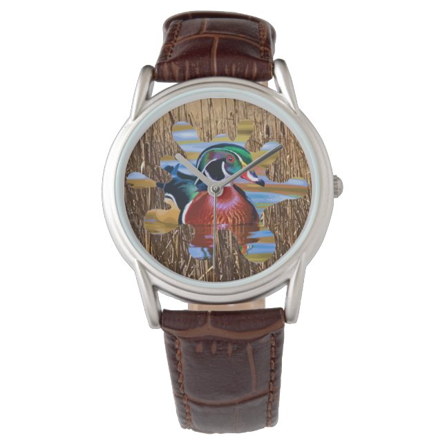 Reloj de pato de madera, cacería de pato (Anverso)