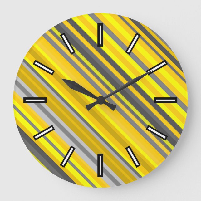 Reloj de patrón de franjas amarillas y grises (Anverso)