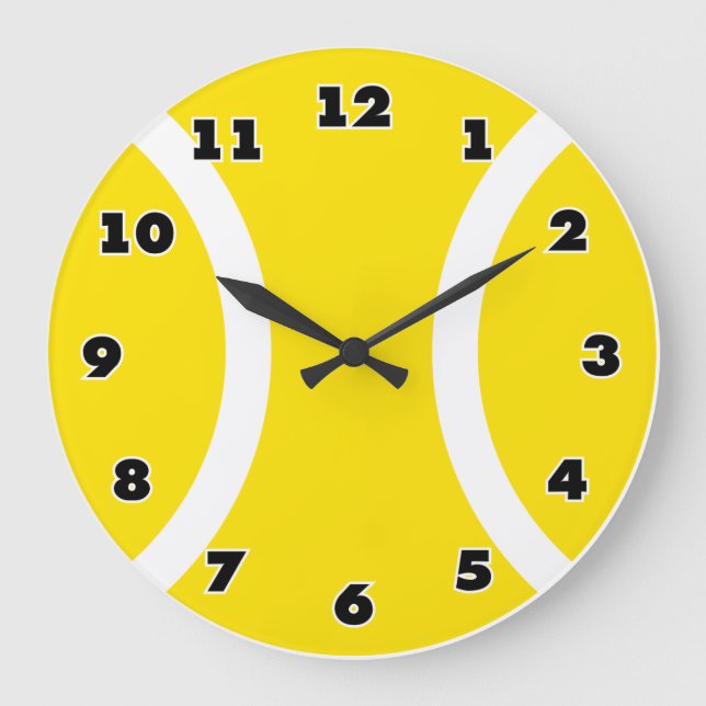 Reloj de pelota de tenis amarilla con grandes núme (Anverso)