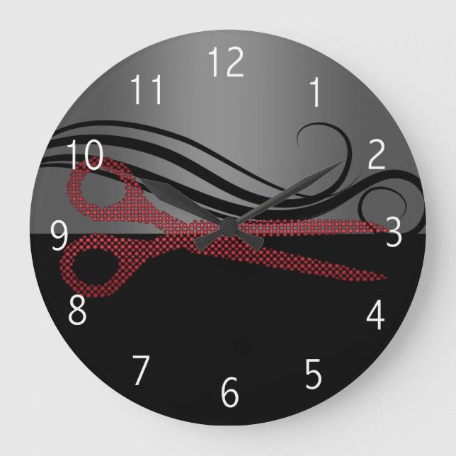 Reloj de peluquería de diseño rojo (Anverso)