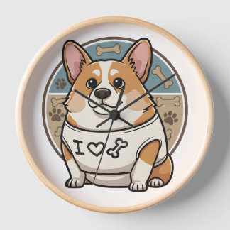 Reloj de perro Corgi lindo con patrón de hueso