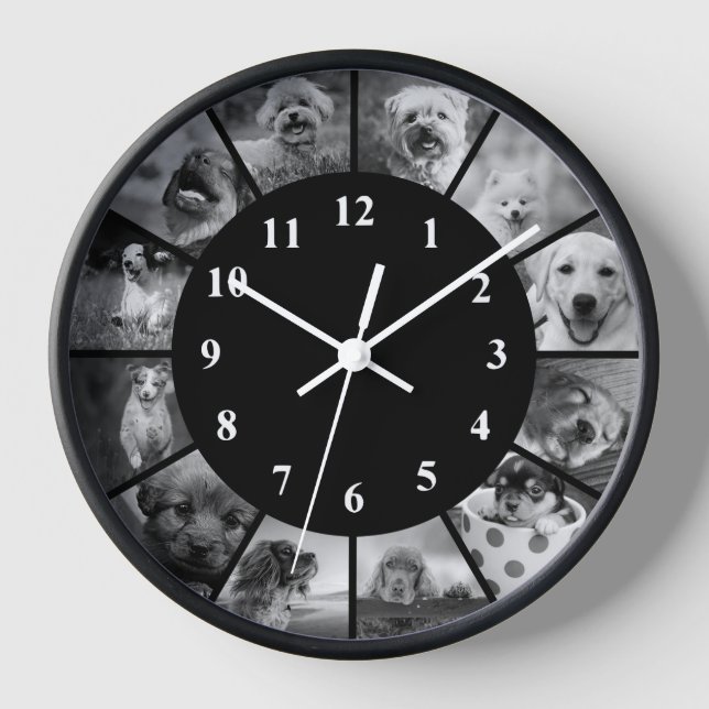Reloj de perro fotografía animal blanco y negro (Anverso)
