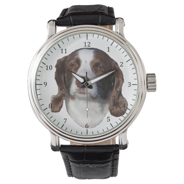 Reloj de perro marrón y blanco (Anverso)
