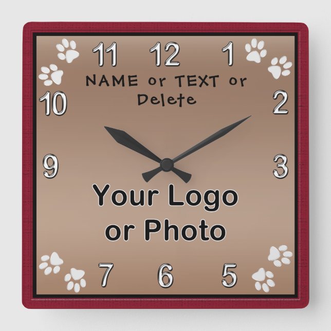 Reloj de perro personalizado, tu TEXTO, foto o LOG (Anverso)