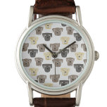Reloj de perro recuperador de Labrador<br><div class="desc">Pintura acuarela de los adorables perros de Chocolate,  Golden y Black Labrador Retriever,  perfecta para amantes de mascotas,  caminantes de perros,  criadores de perros y veterinarios.</div>