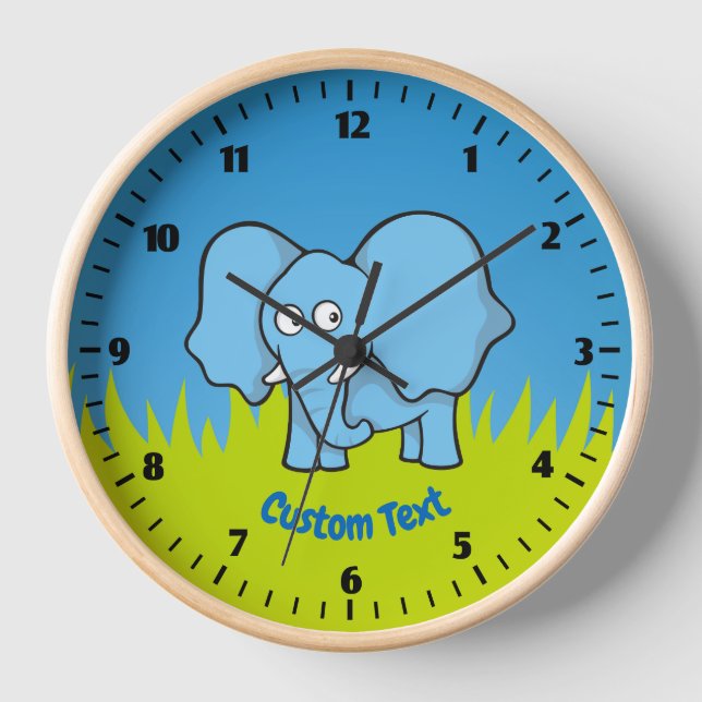 Reloj de Personalizado del elefante azul (Anverso)