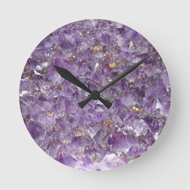 Reloj de piedra cristalino violeta de la gema (Anverso)