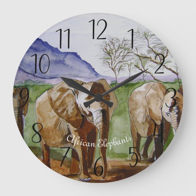 Reloj de pintura de elefantes africanos (Anverso)