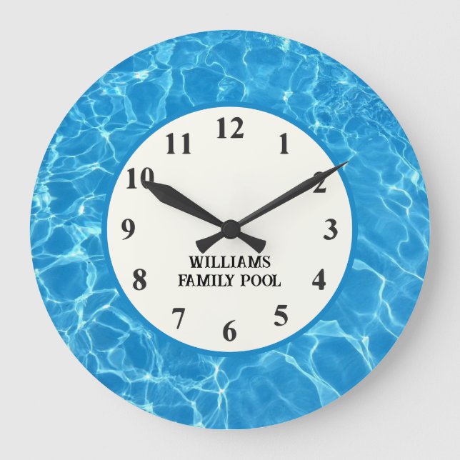 Reloj de piscina azul - Reloj de pared de agua (Anverso)