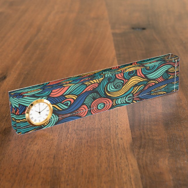 Reloj de placa de nombre de escritorio Retro Paisl (Lateral)