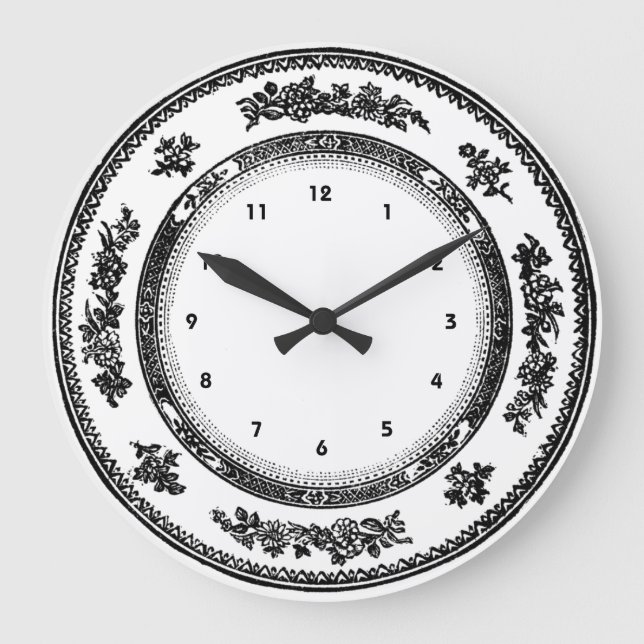 reloj de placa de porcelana blanca y negra de boni (Anverso)