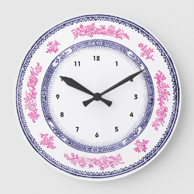 reloj de placa de porcelana delgado azul de bonito (Anverso)